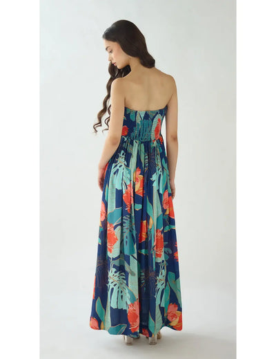 Blue Lagoon Bloom Muslin Dress