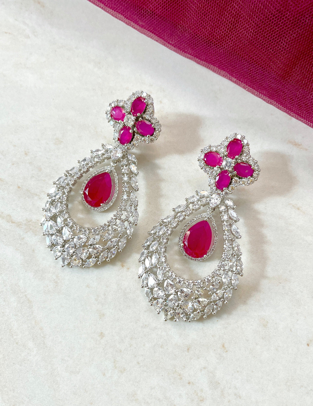 Pink Teardrop Earrings