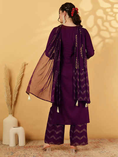 Purple Rayon Kurta Set