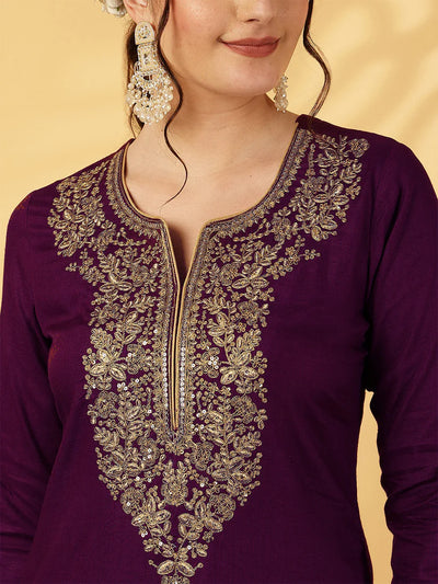 Purple Rayon Kurta Set