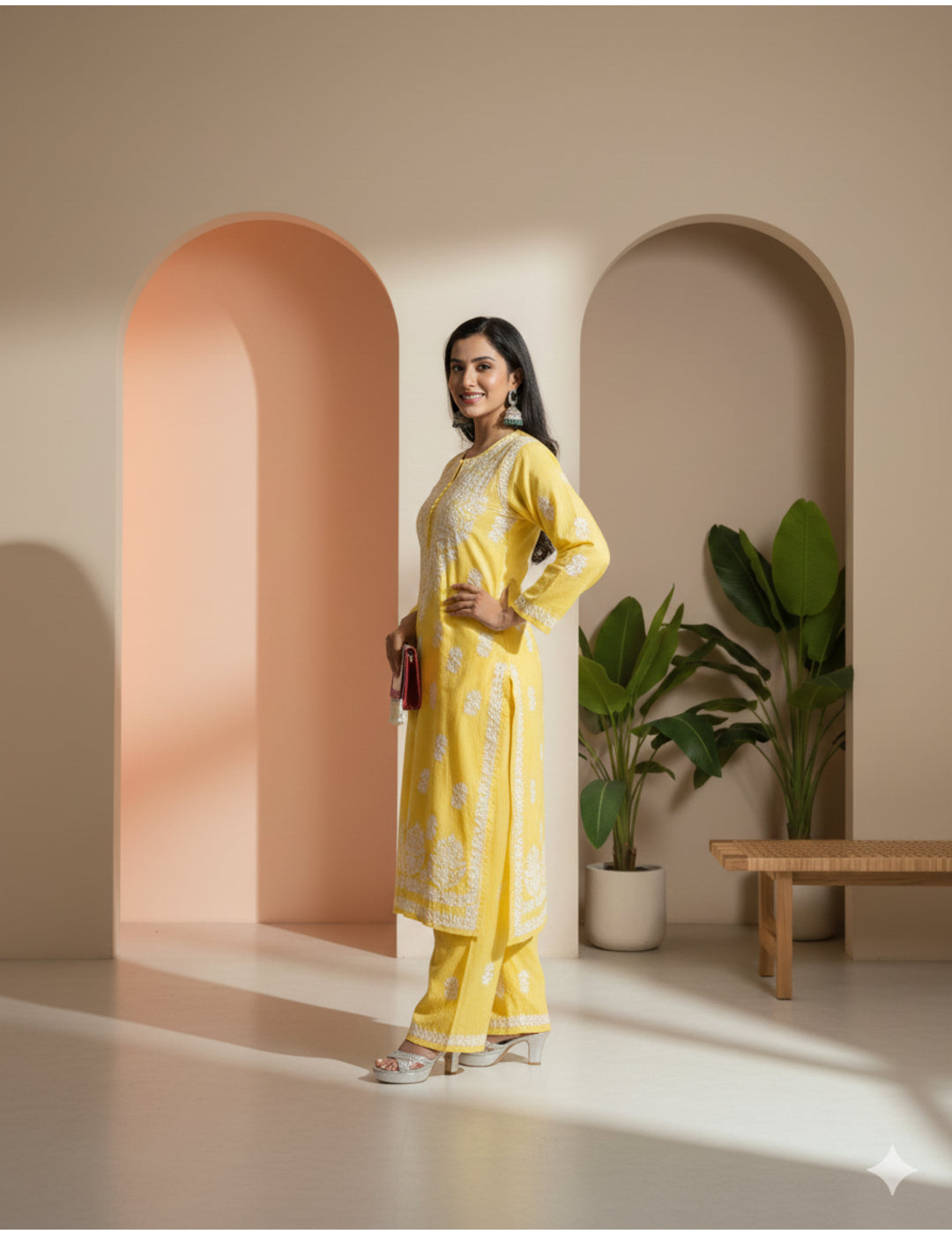 午夜蓝 Chikankari 套装