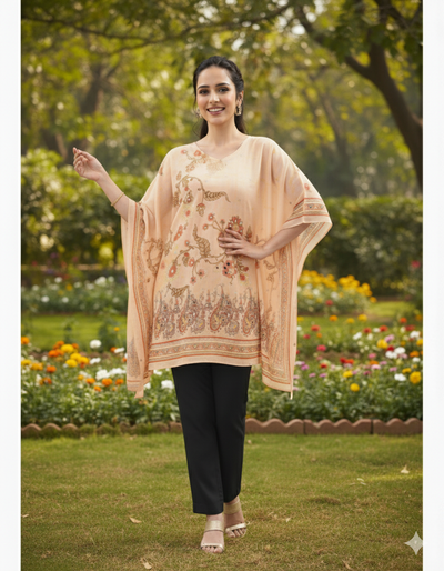 Peach Printed Kaftan