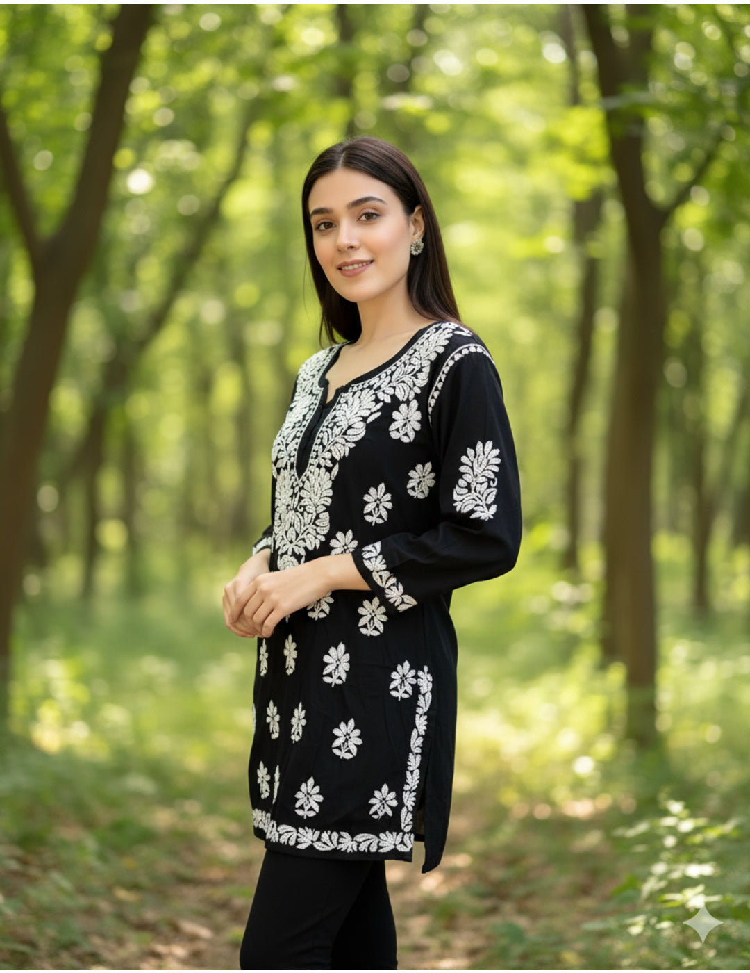 Black Chikankari Short Kurti