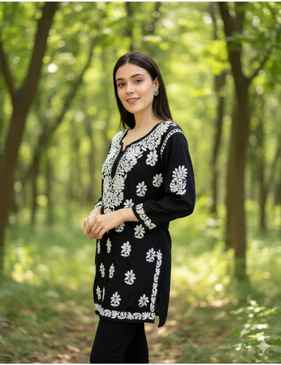 Black Chikankari Short Kurti