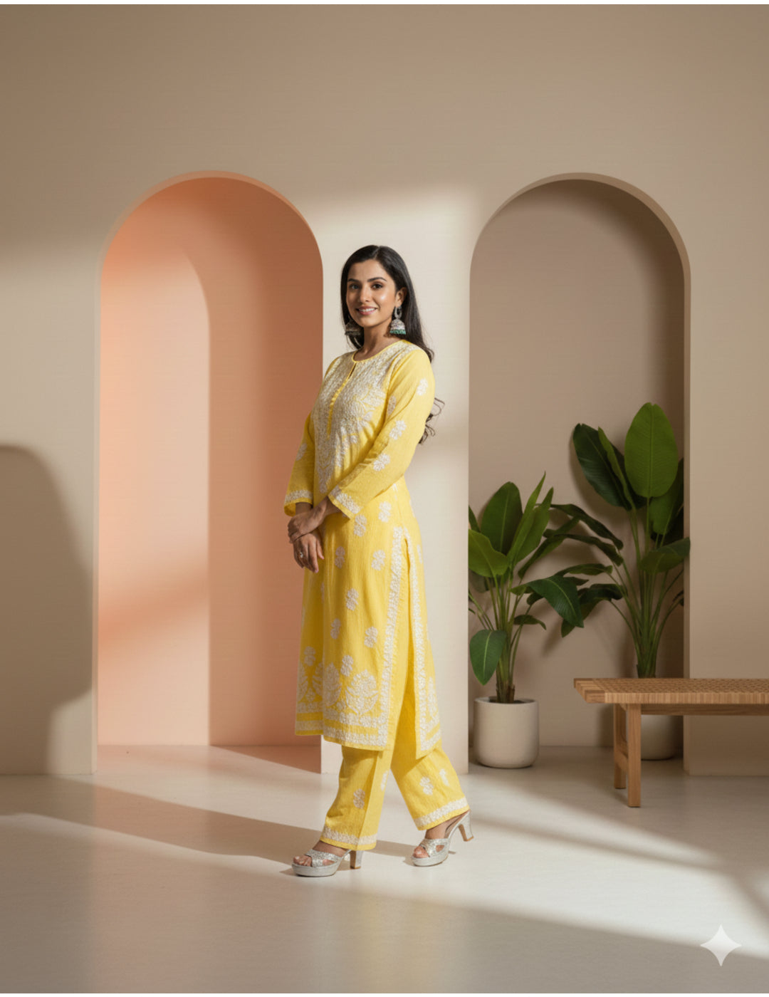 午夜蓝 Chikankari 套装