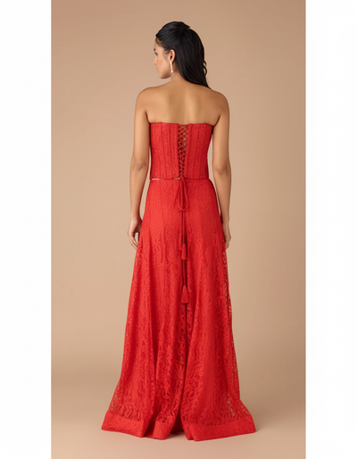 Red Chantilly Net Embroidered Sharara Set