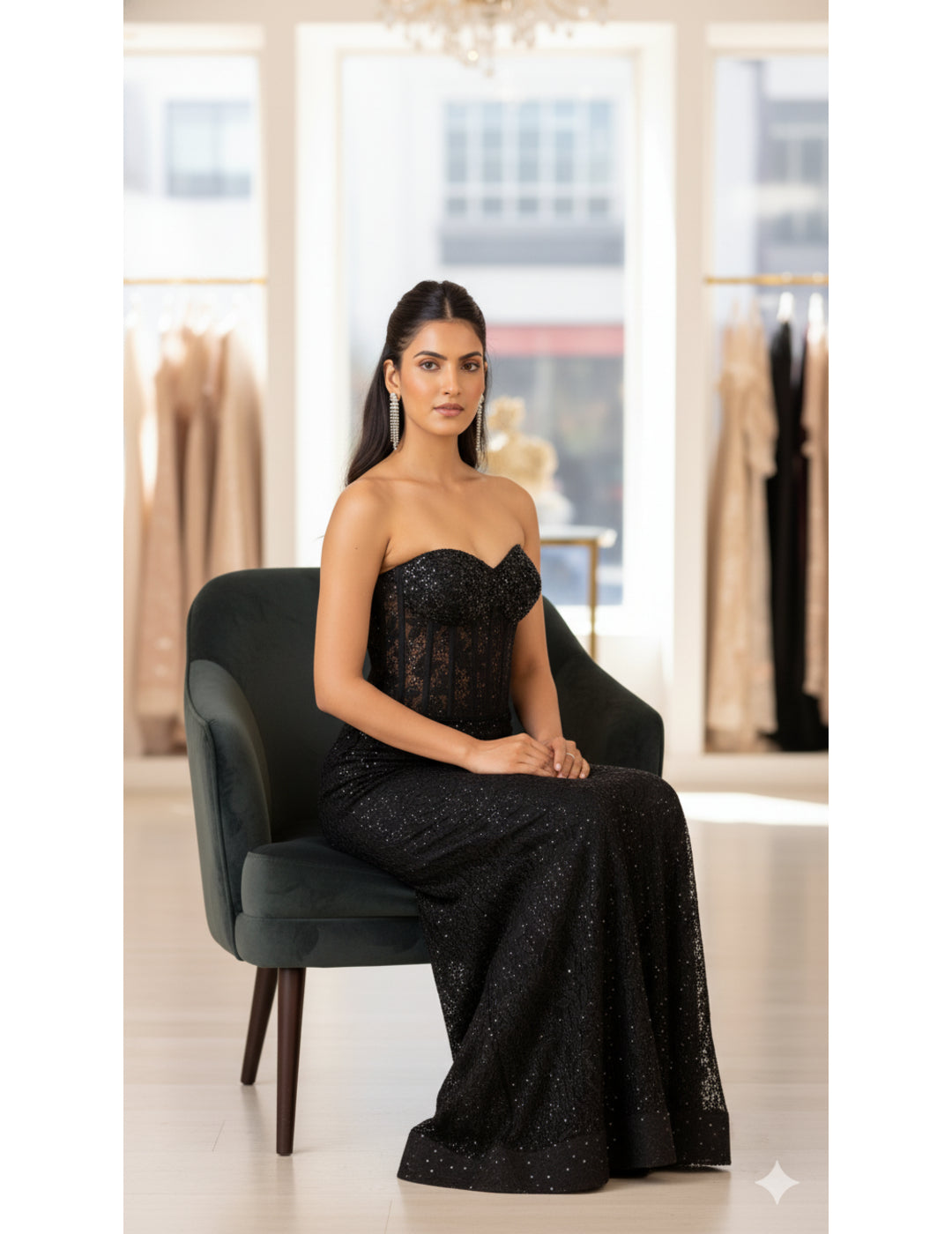 Black Chantilly Net Embroidered Sharara Set