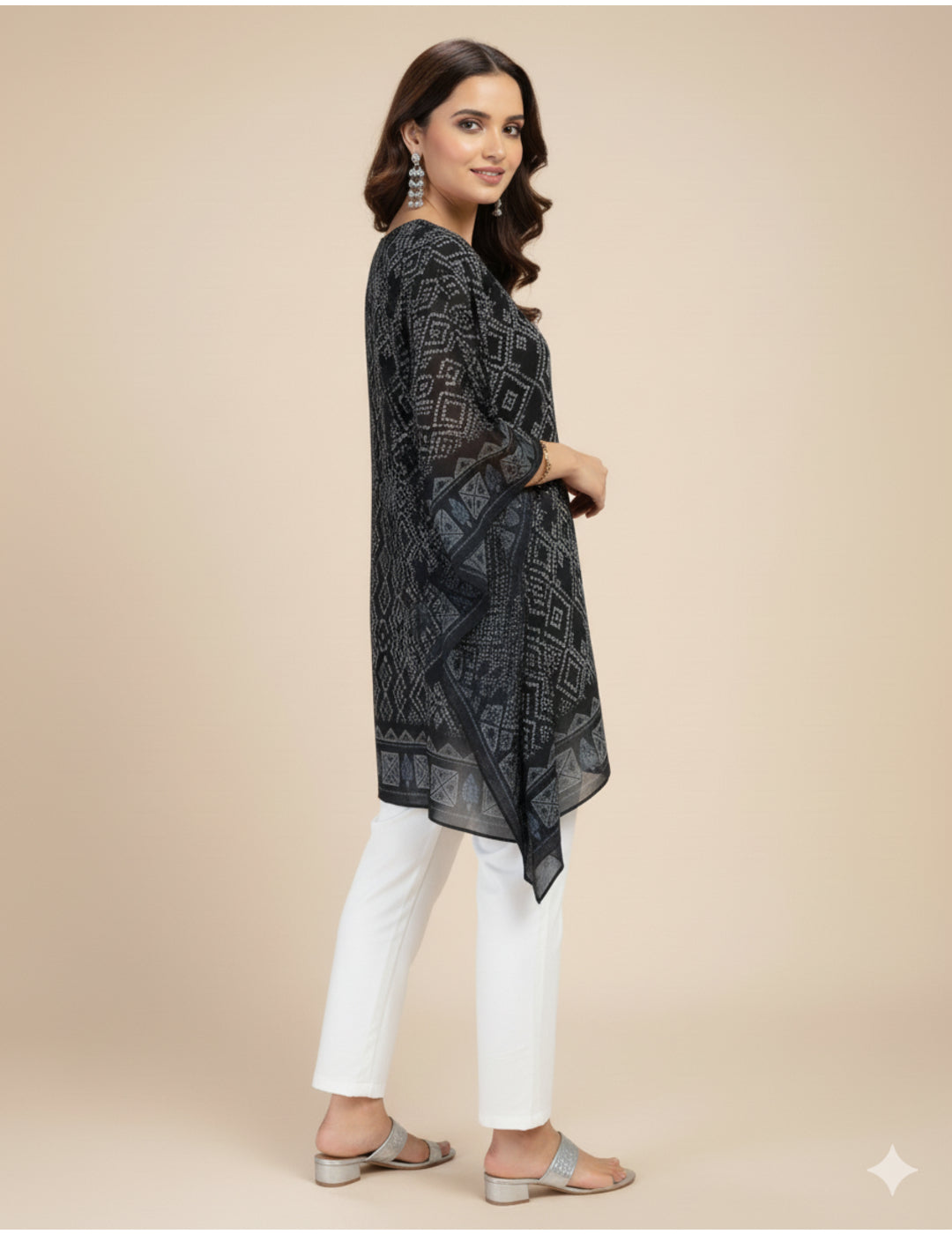 Black Printed  Kaftan