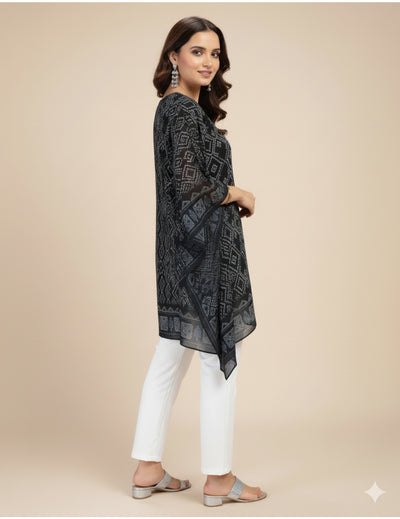 Black Printed  Kaftan