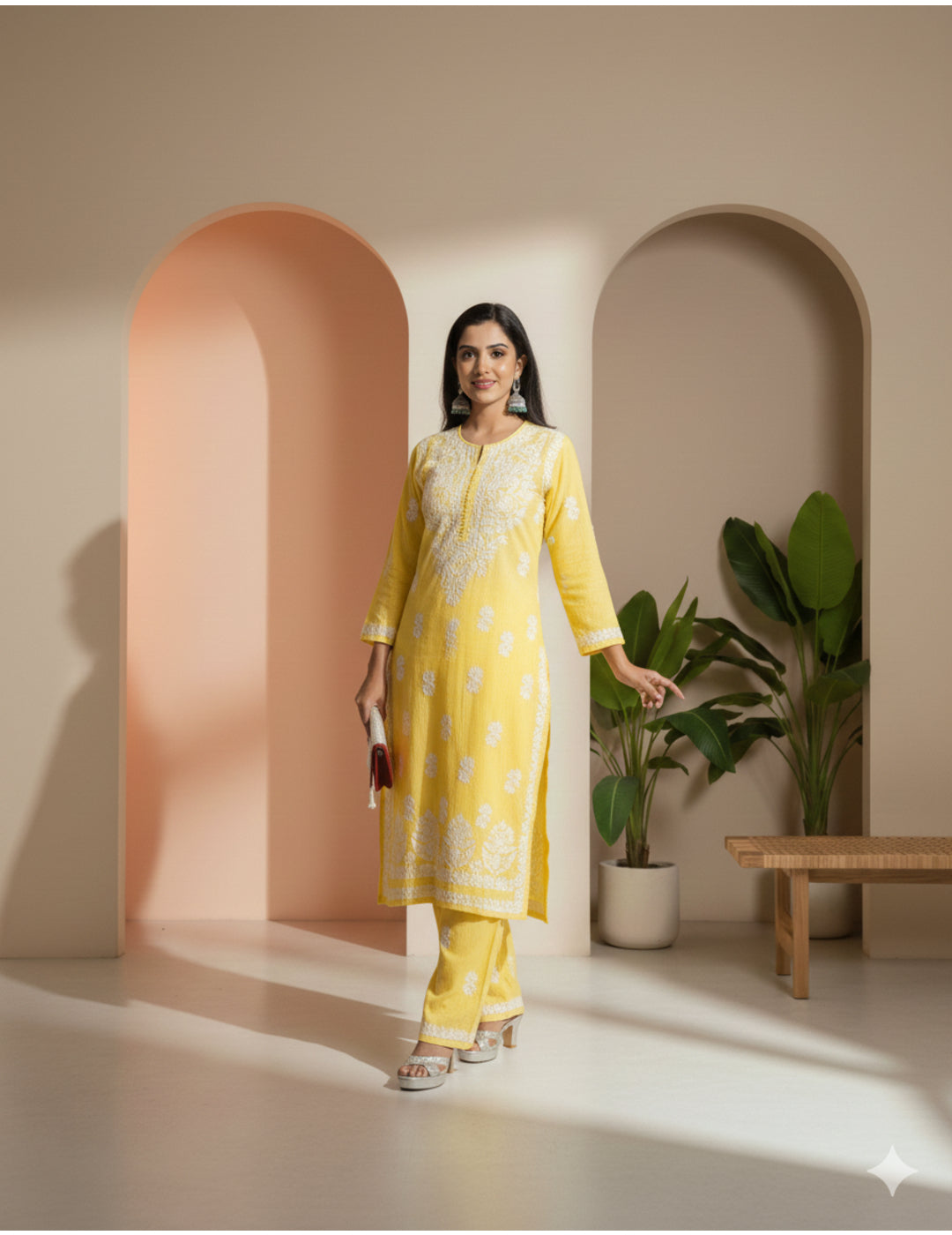 午夜蓝 Chikankari 套装