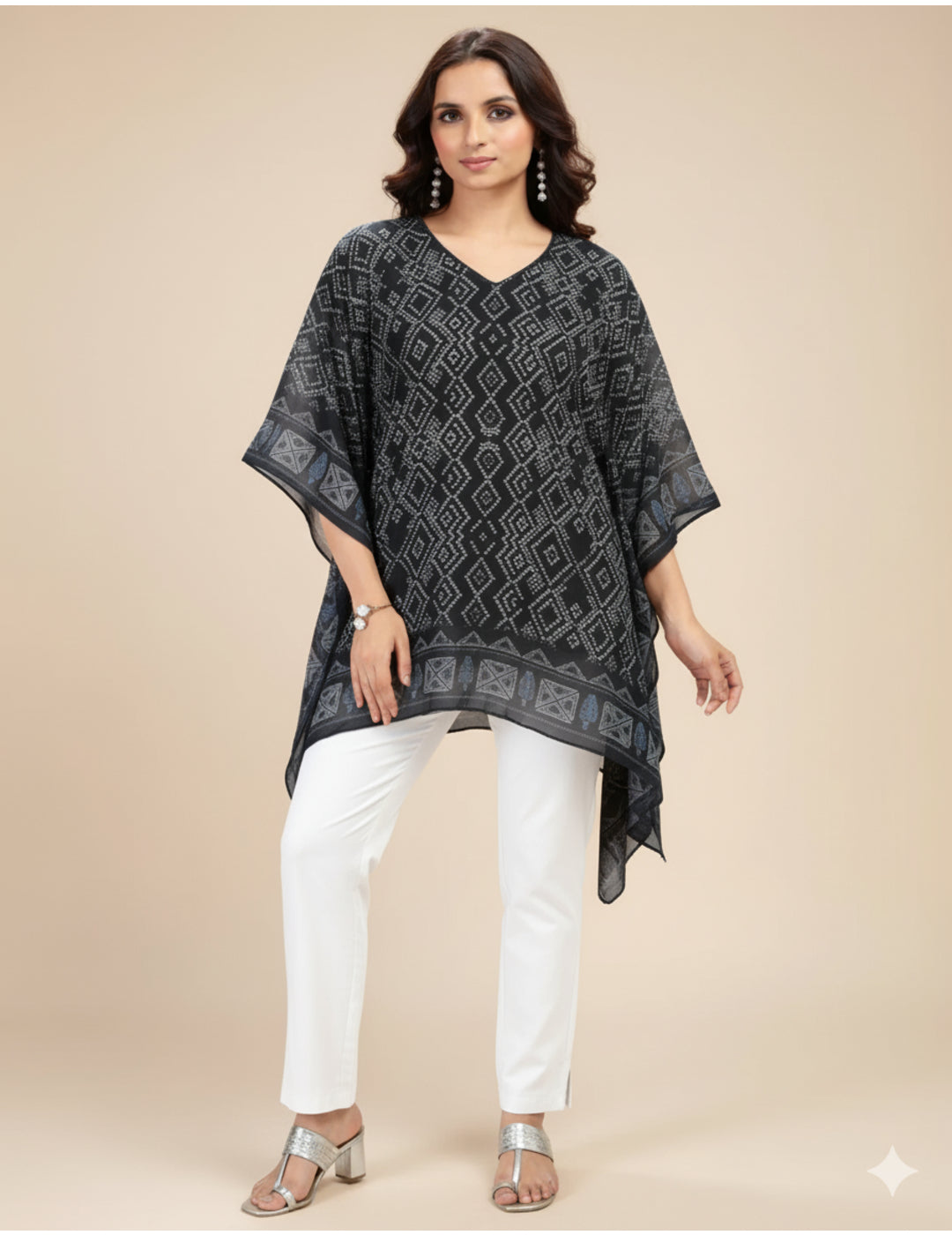 Black Printed  Kaftan