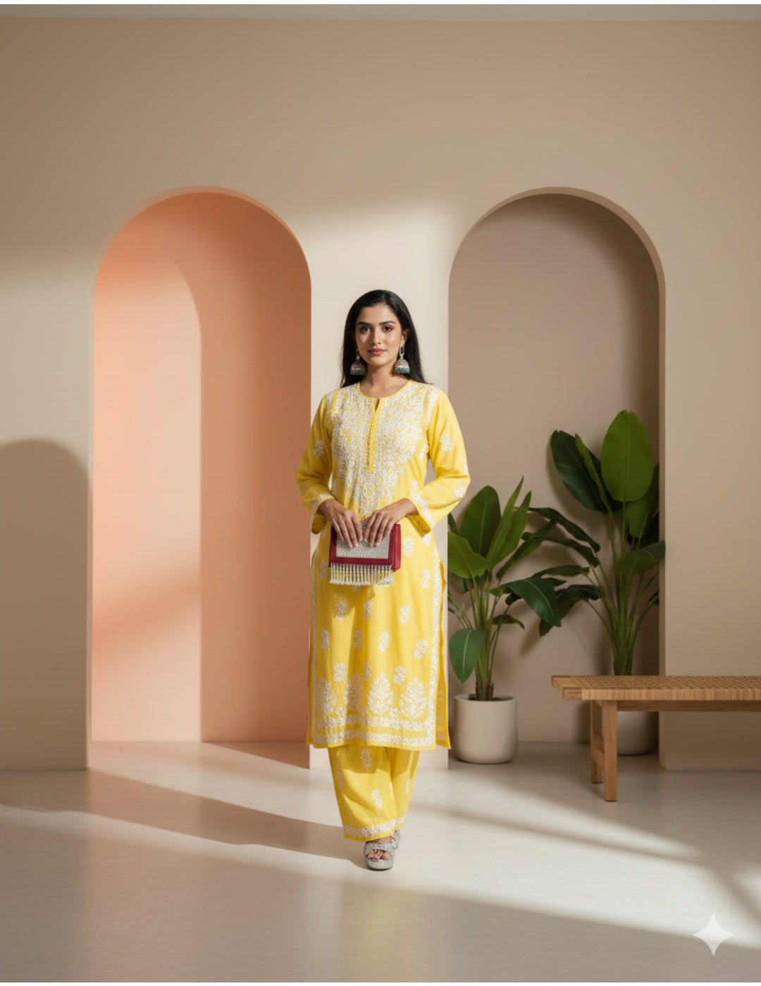 午夜蓝 Chikankari 套装