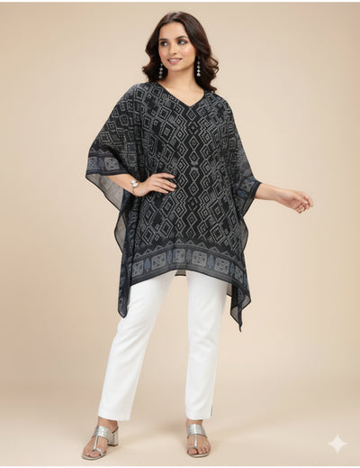 Black Printed  Kaftan