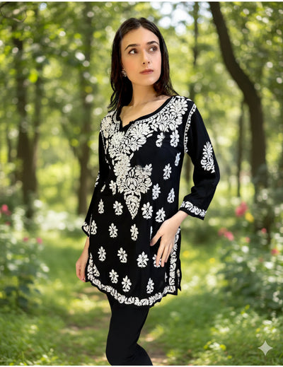 Black Chikankari Short Kurti
