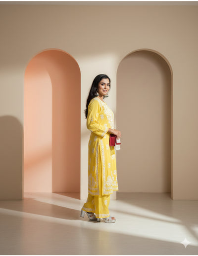 午夜蓝 Chikankari 套装