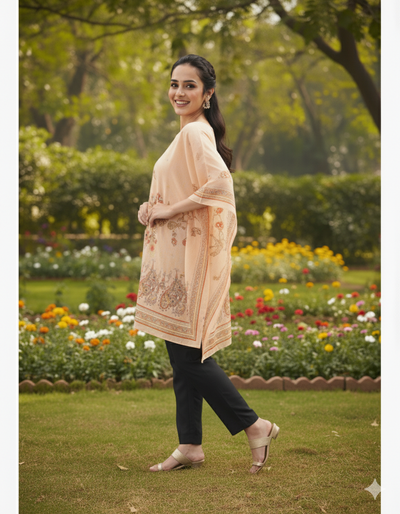 Peach Printed Kaftan