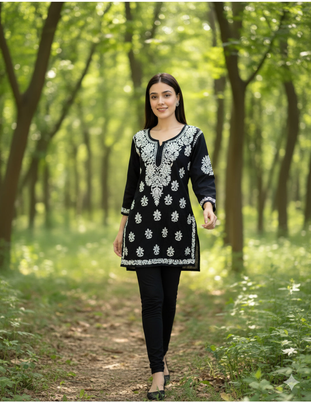 Black Chikankari Short Kurti