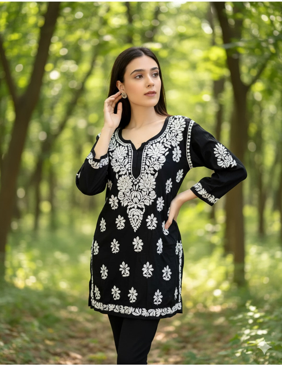 Black Chikankari Short Kurti