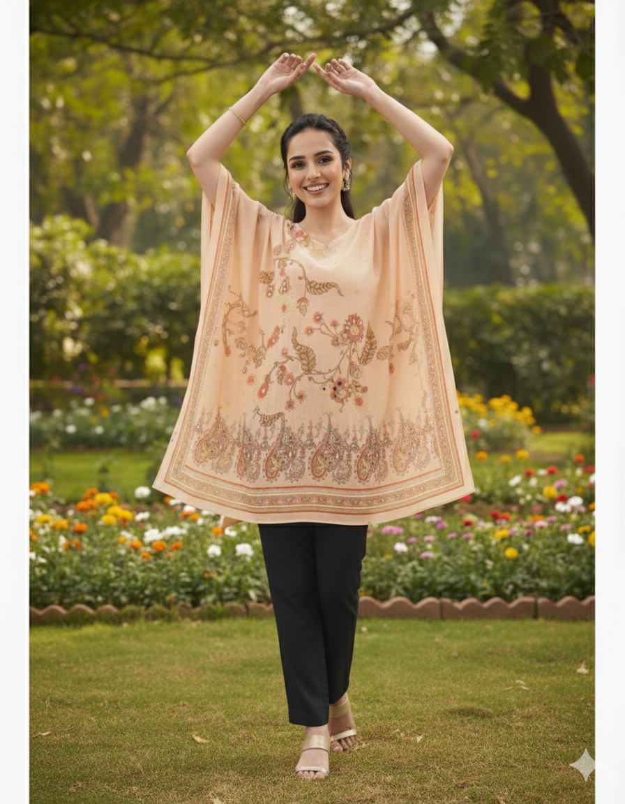 Peach Printed Kaftan