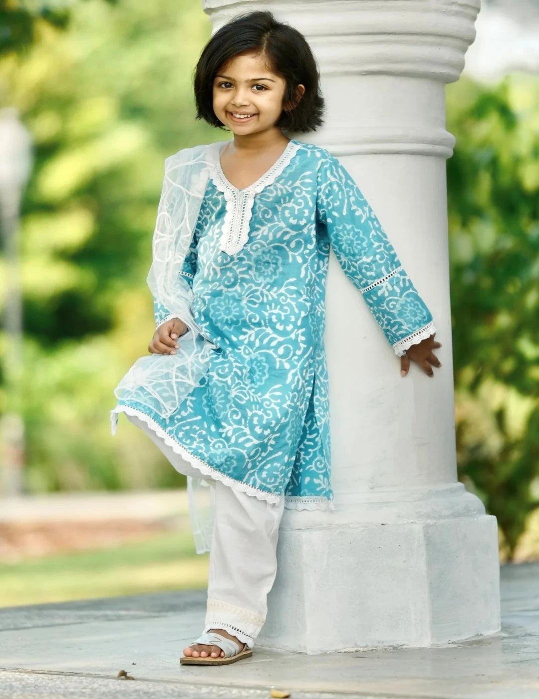 Meher Girls Blue Kurti Set