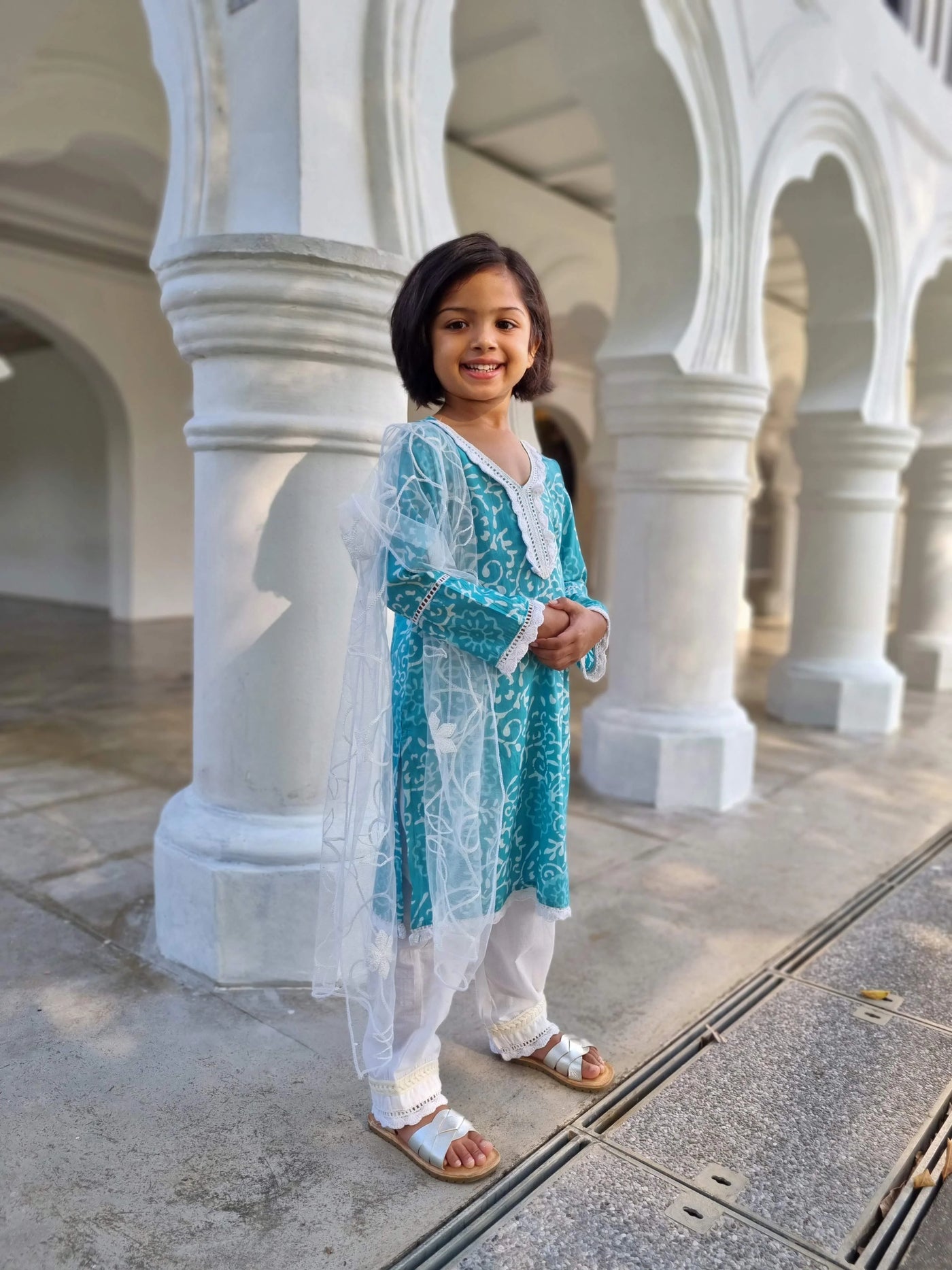 Meher Girls Blue Kurti Set