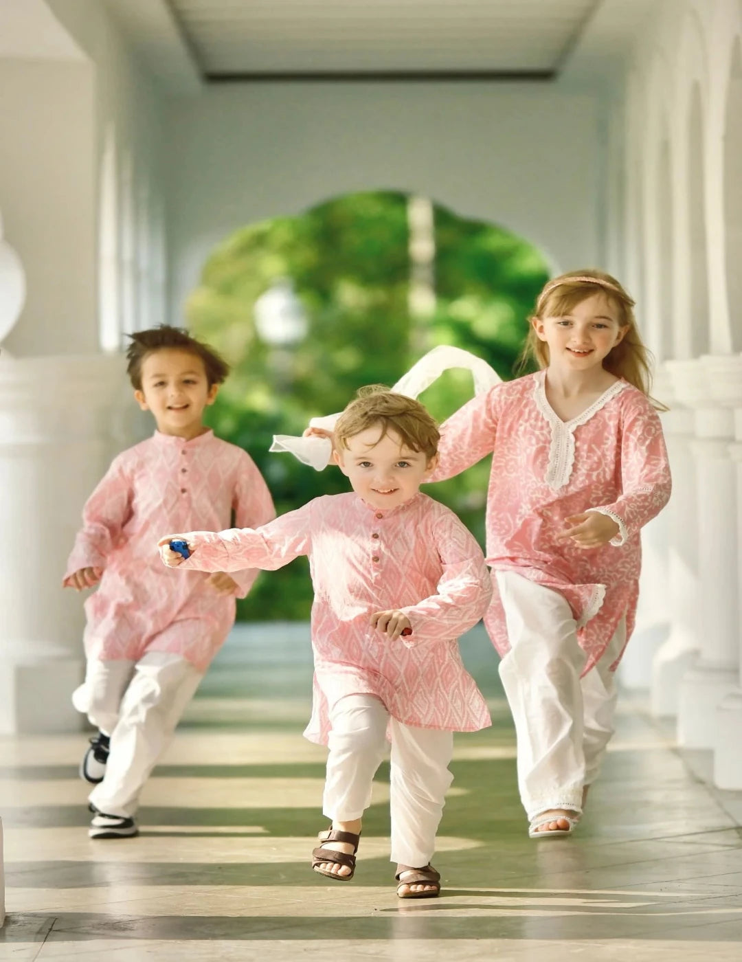 Meher Girls Pink Kurti Set