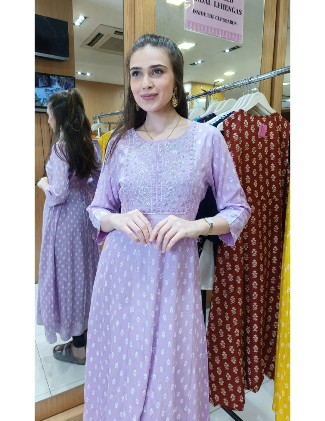 Purple Rayon Anarkali Kurta