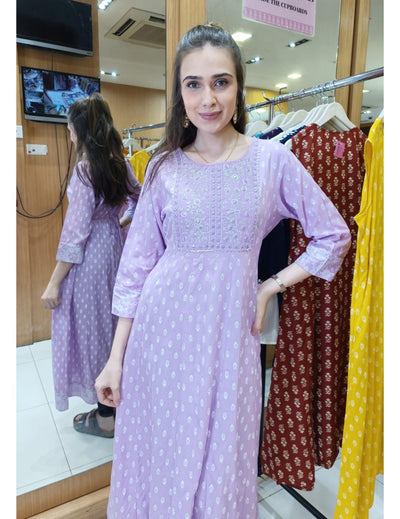 Purple Rayon Anarkali Kurta