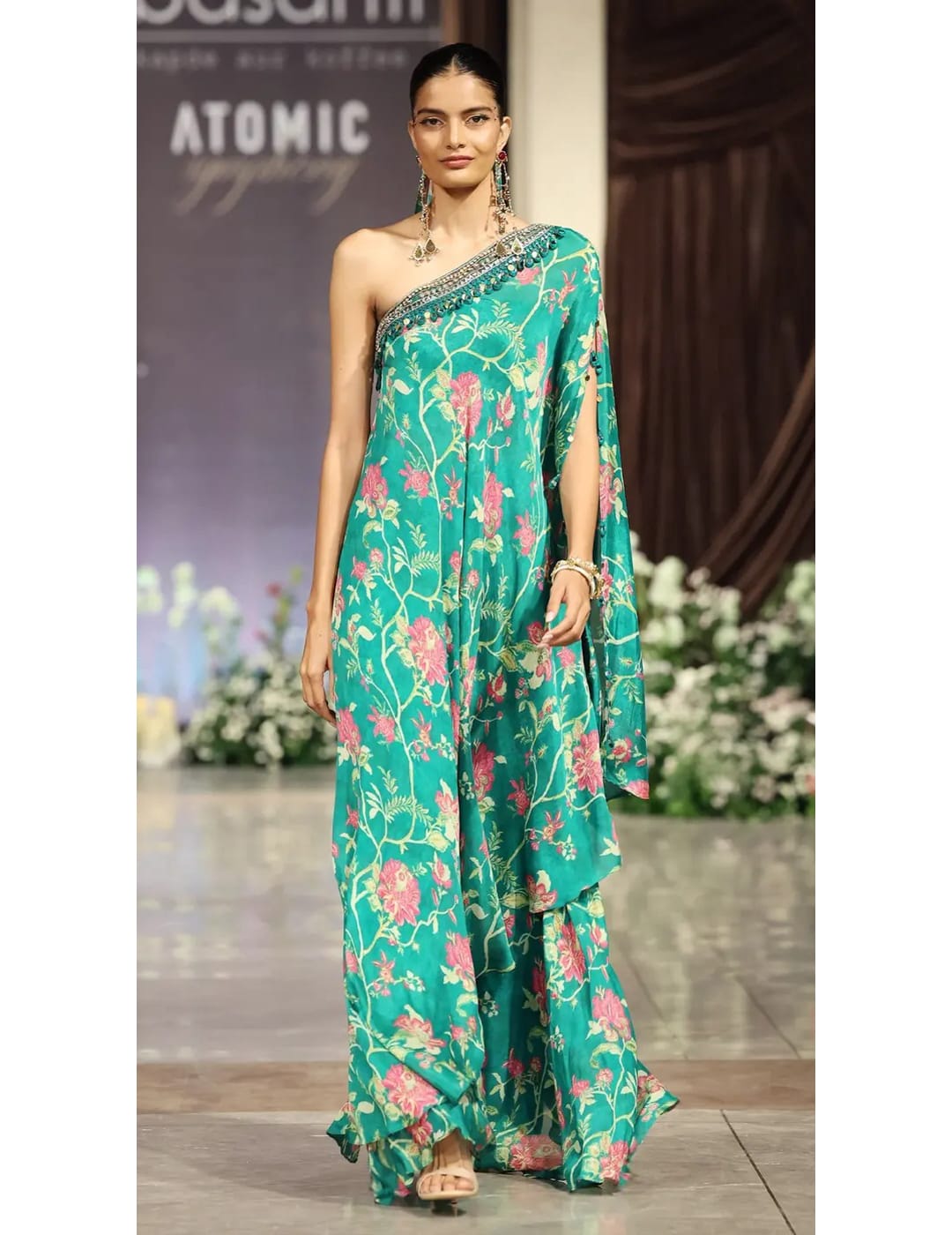 The Blossom One-Shoulder Cape & Sharara Set