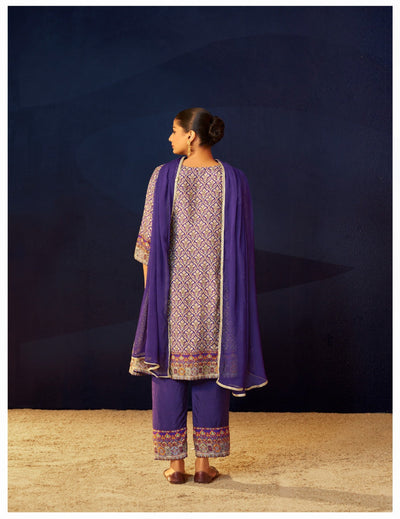 Rangika Purple Crepe Kurta Set