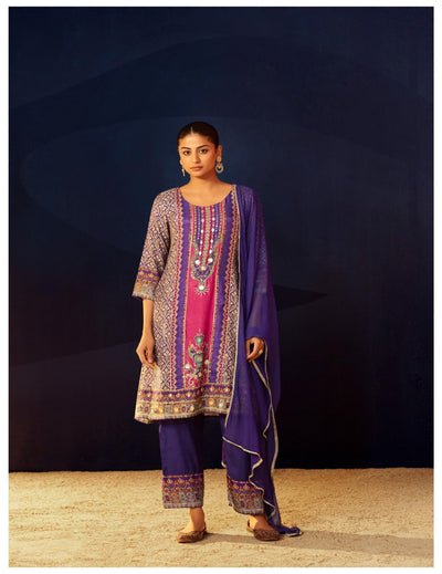 Rangika Purple Crepe Kurta Set