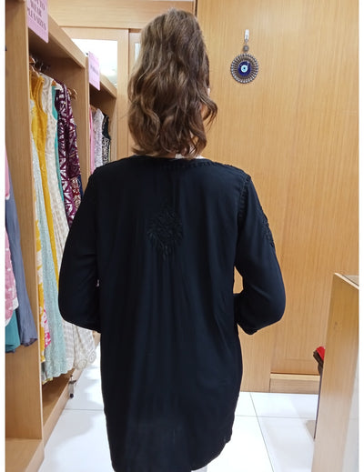 Black Chikankari Short Kurti