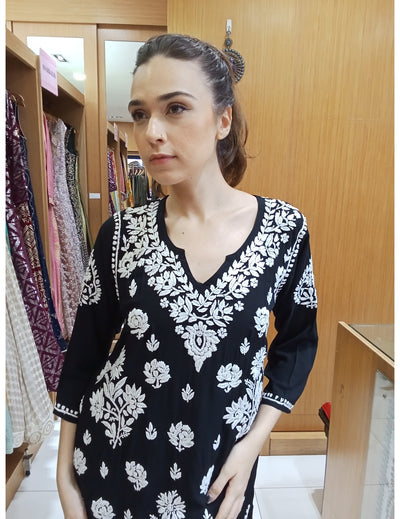 Black Chikankari Short Kurti