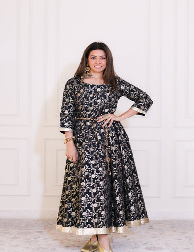 Gulzaar Black Banarasi Anarkali