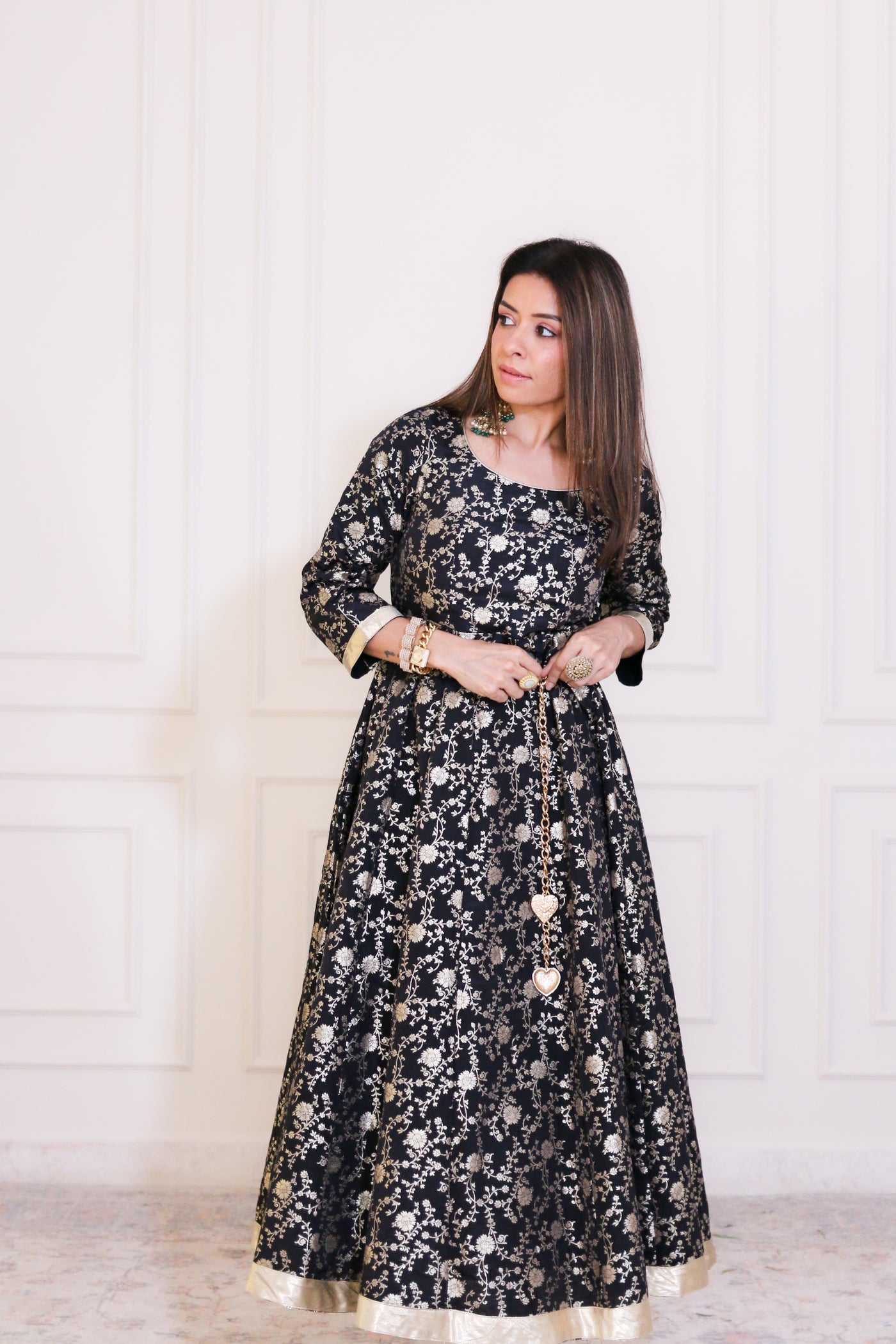 Gulzaar Black Banarasi Anarkali