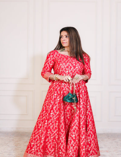 Gulzaar Crimson Banarasi Anarkali