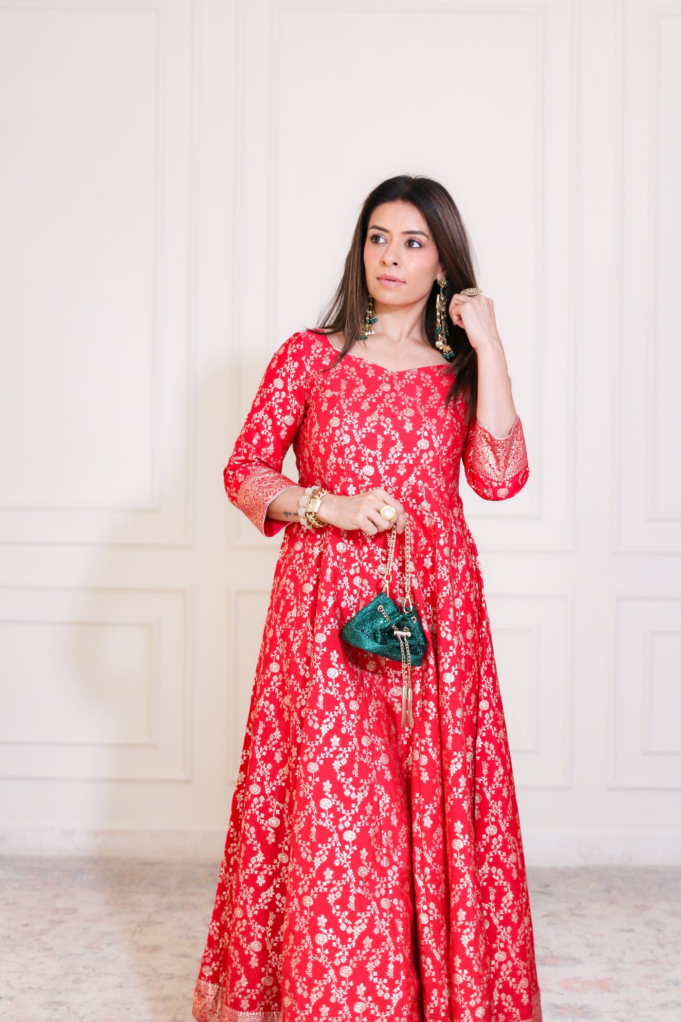 Gulzaar Crimson Banarasi Anarkali