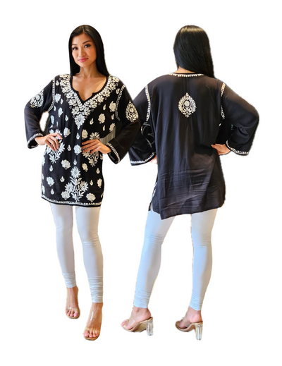 Black Chikankari Short Kurti