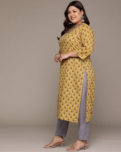 Mustard Cotton Kurta