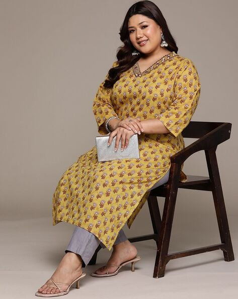 Mustard Cotton Kurta