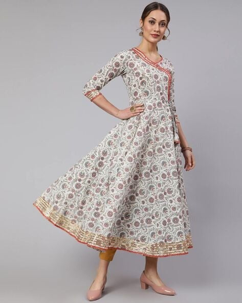 Floral Print Angrakha Kurta