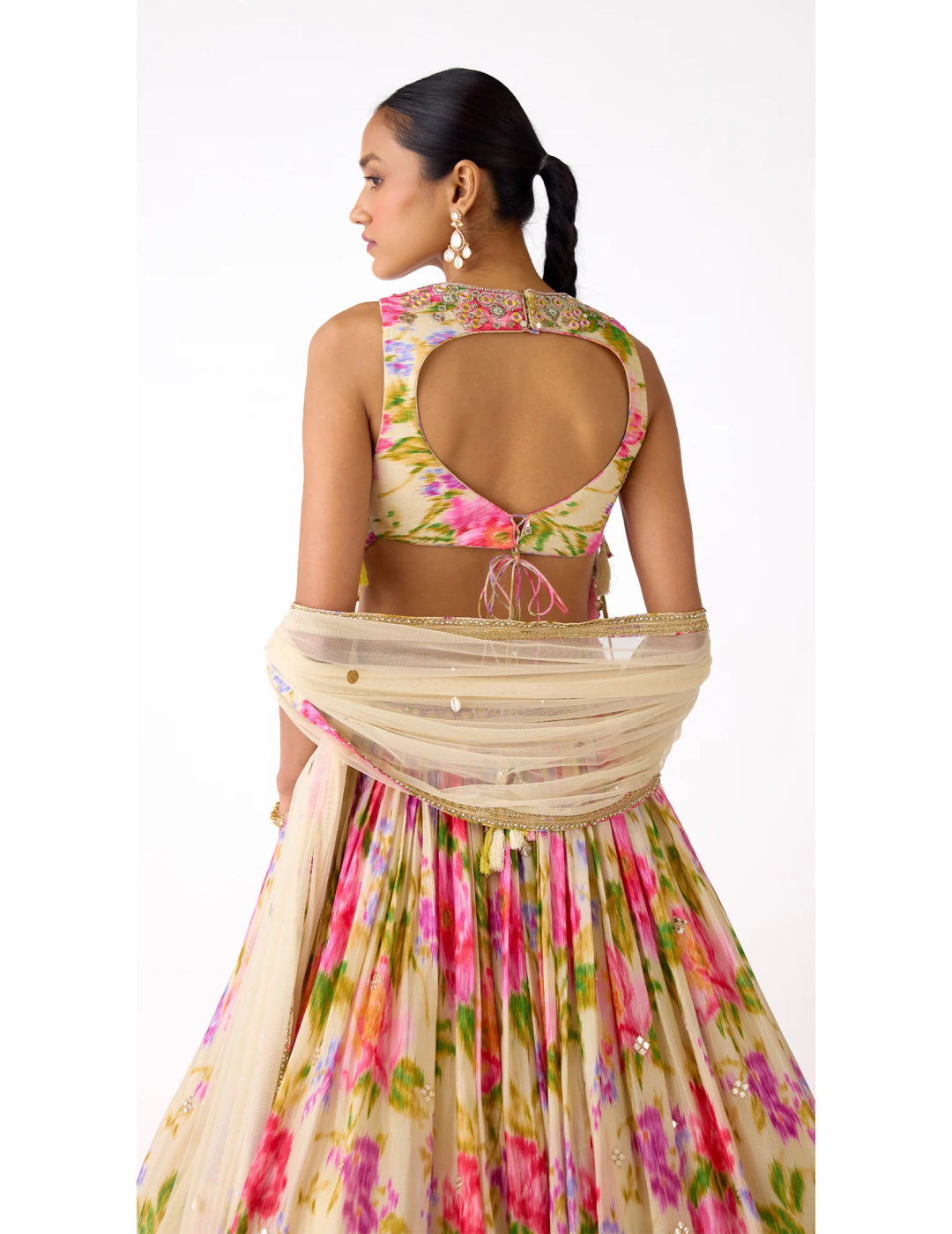 Ivory Chinon Lehenga Set