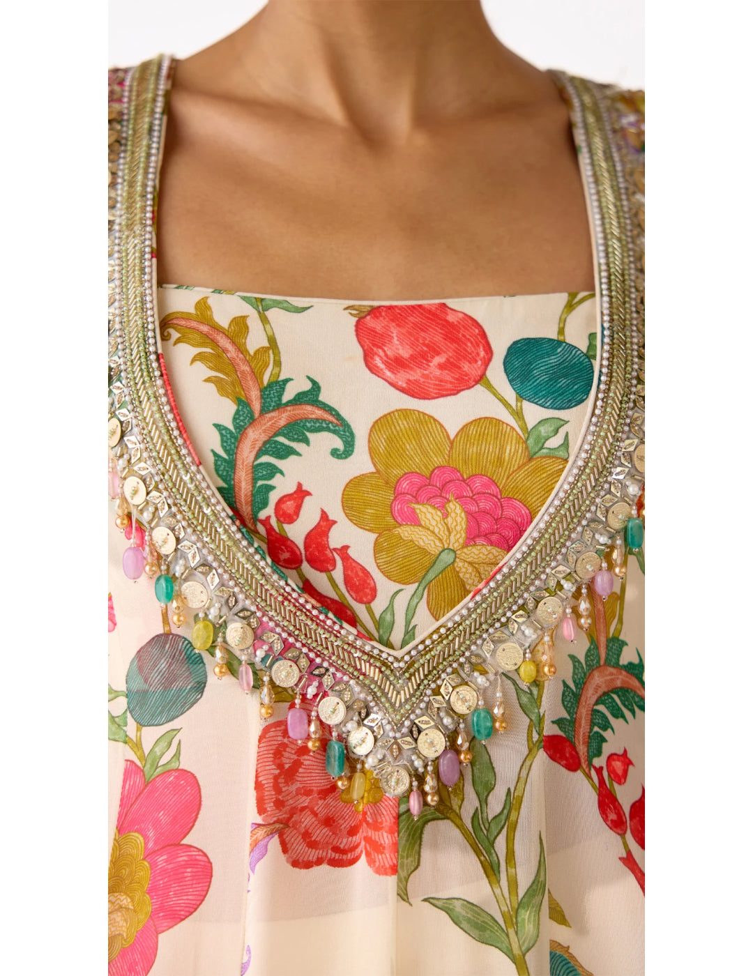 Ivory Georgette Anarkali Set