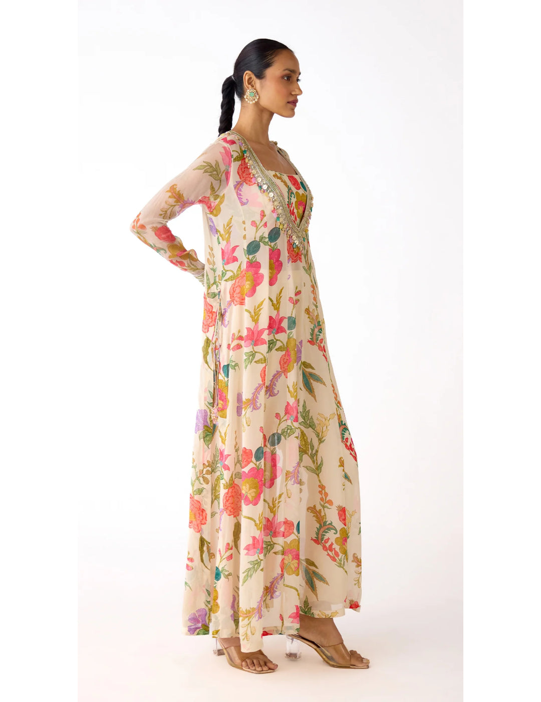 Ivory Georgette Anarkali Set