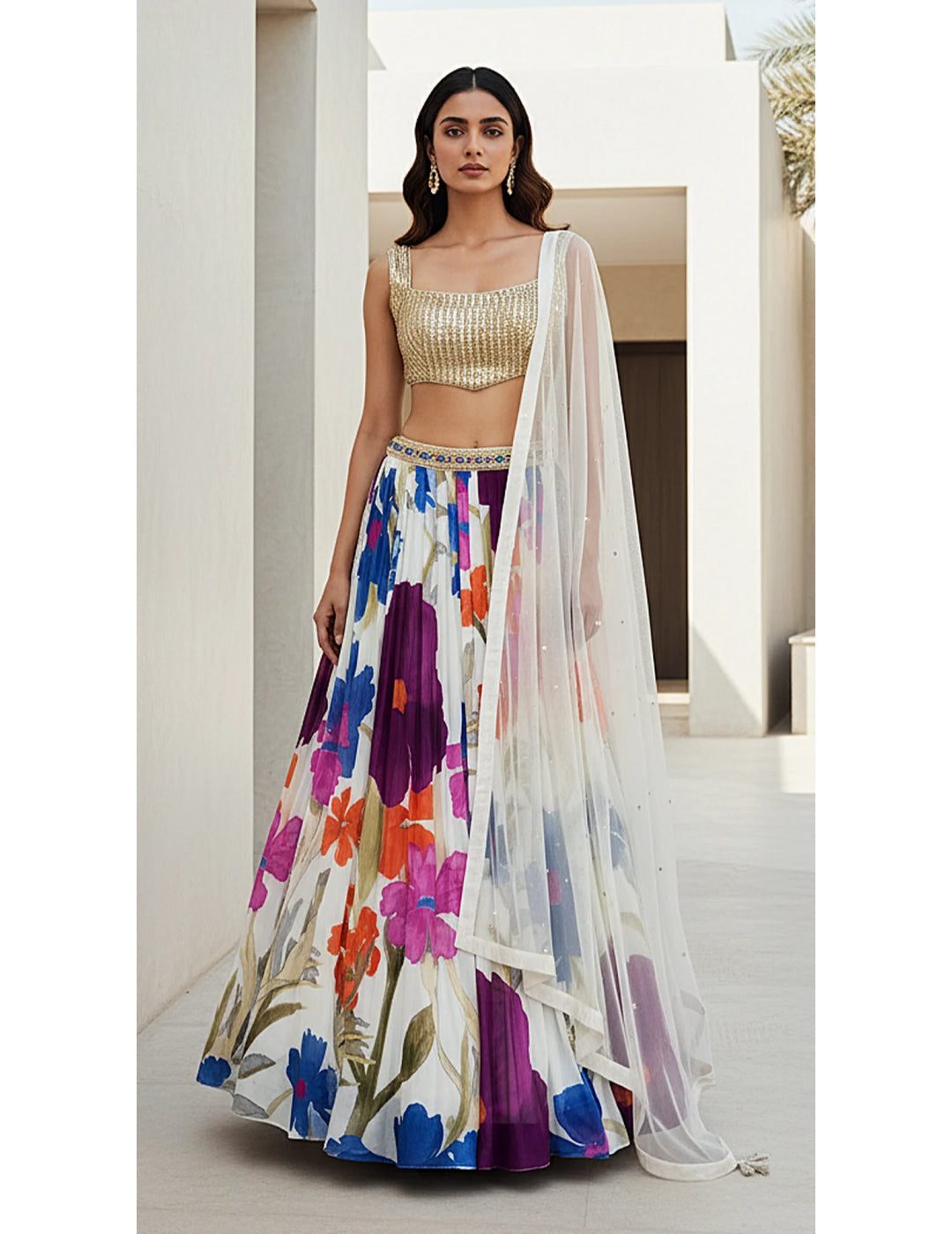 Ivory Lumina Garden Lehenga Set