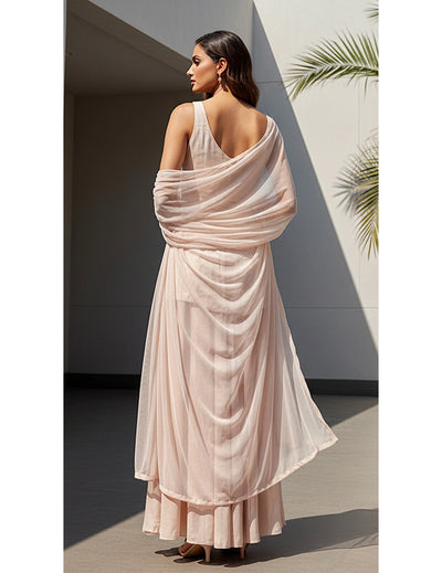 Ivory One-Shoulder Sharara Set