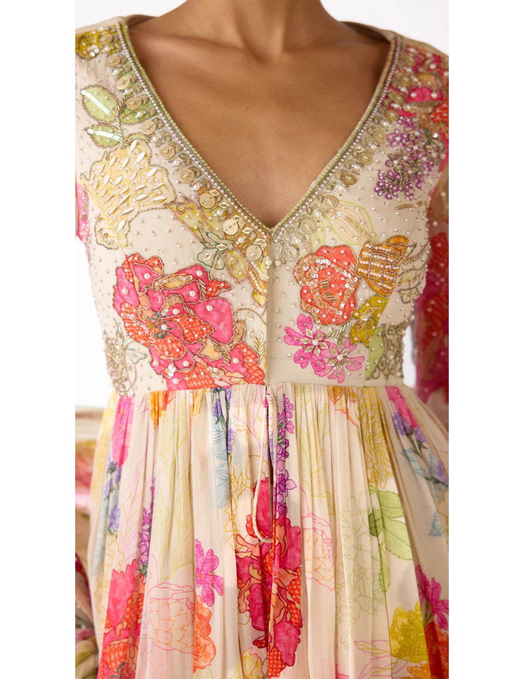 Ivory Floral Sharara Set