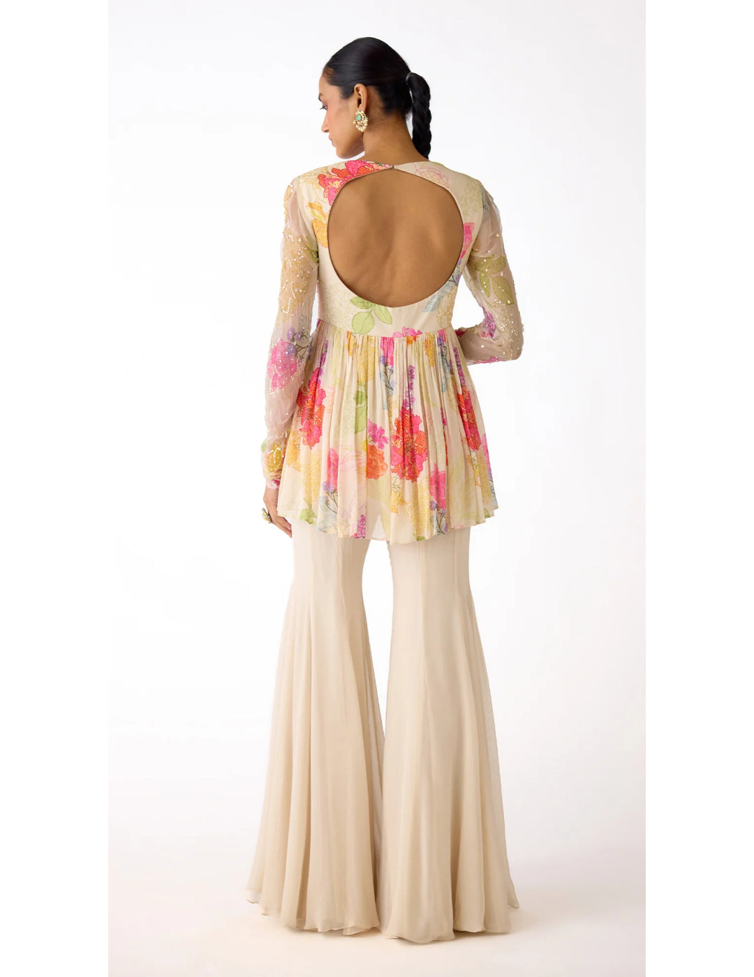 Ivory Floral Sharara Set