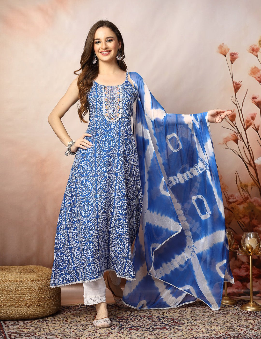 Blue Bandhani Kurta & Dupatta Set