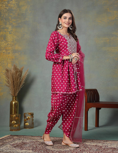 Gem Bandhani Printed Dhoti Set